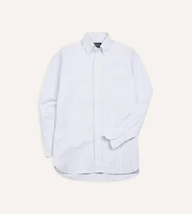 Drake's Oxford Button-Down Ticking Stripe Shirt / Light Blue