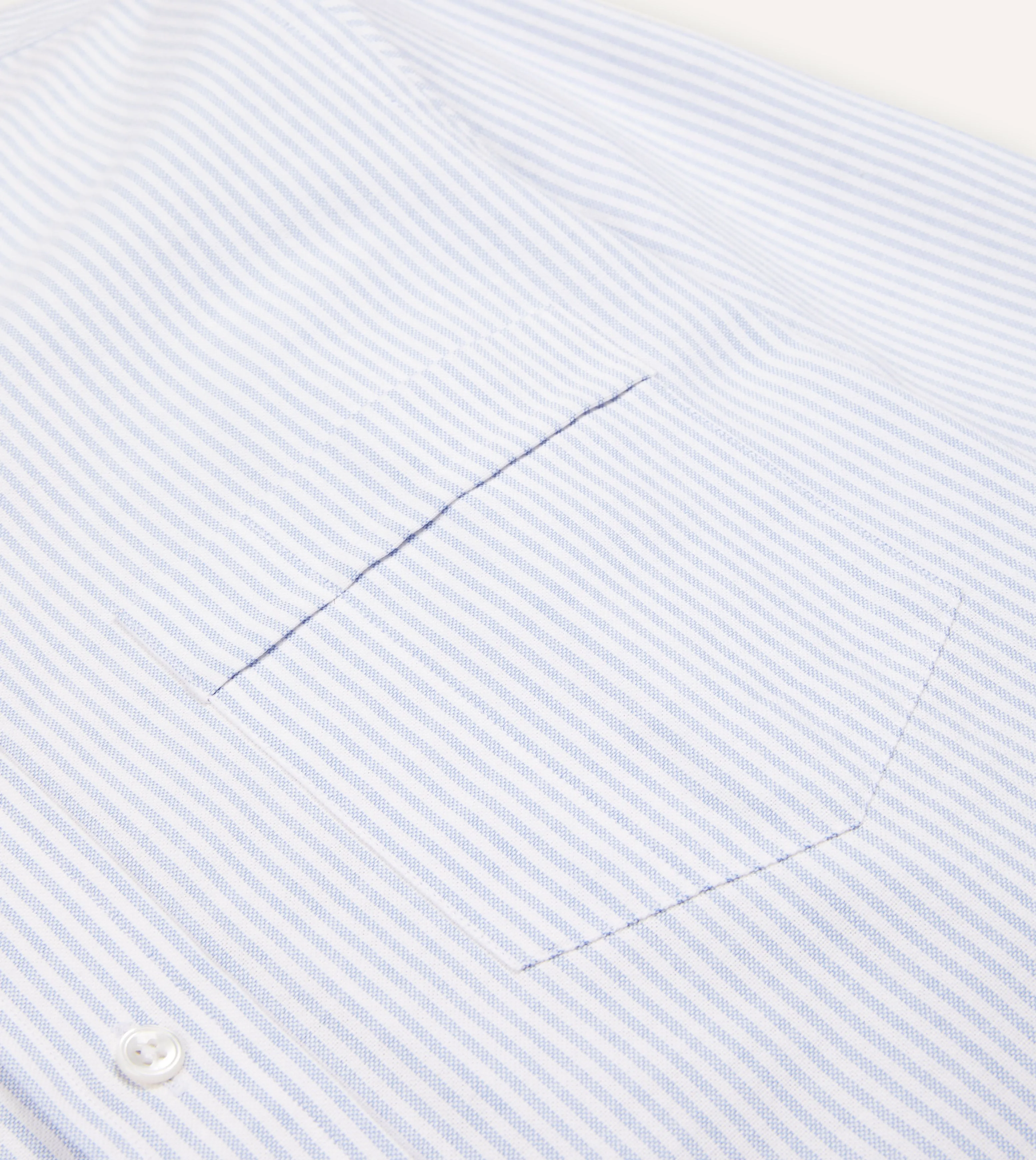 Drake's Oxford Button-Down Ticking Stripe Shirt / Light Blue