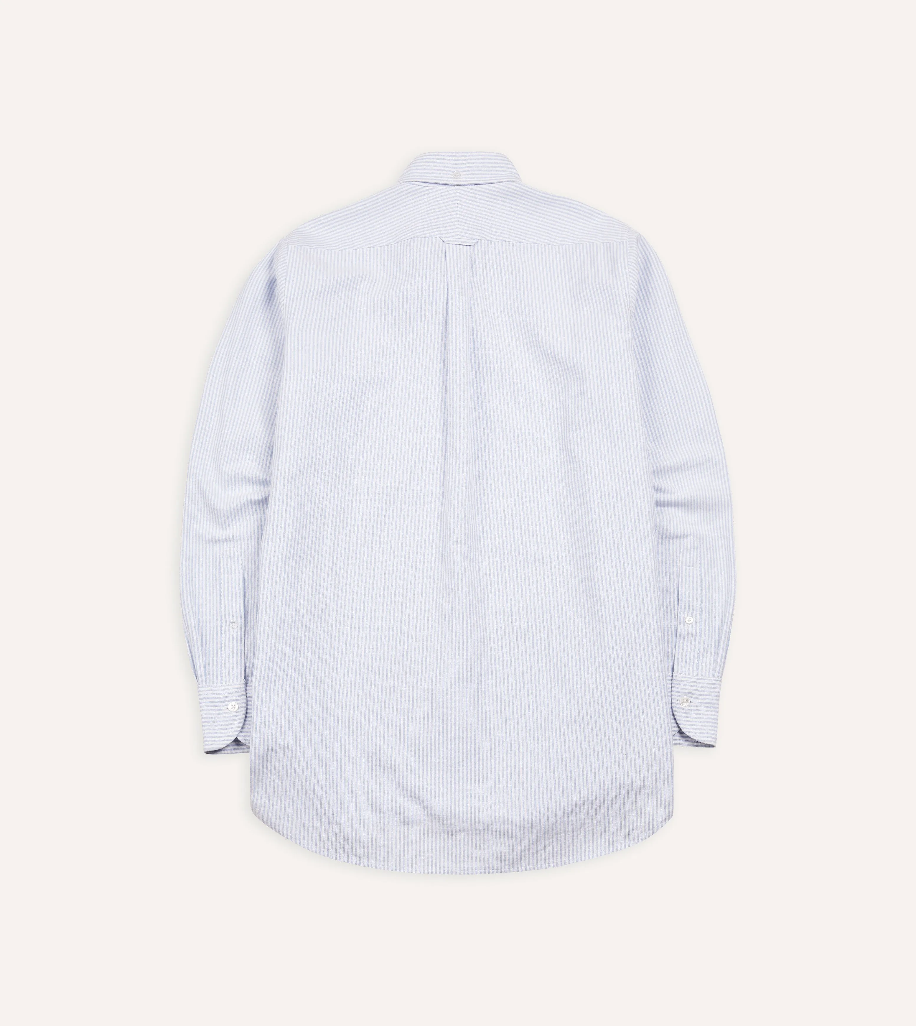 Drake's Oxford Button-Down Ticking Stripe Shirt / Light Blue