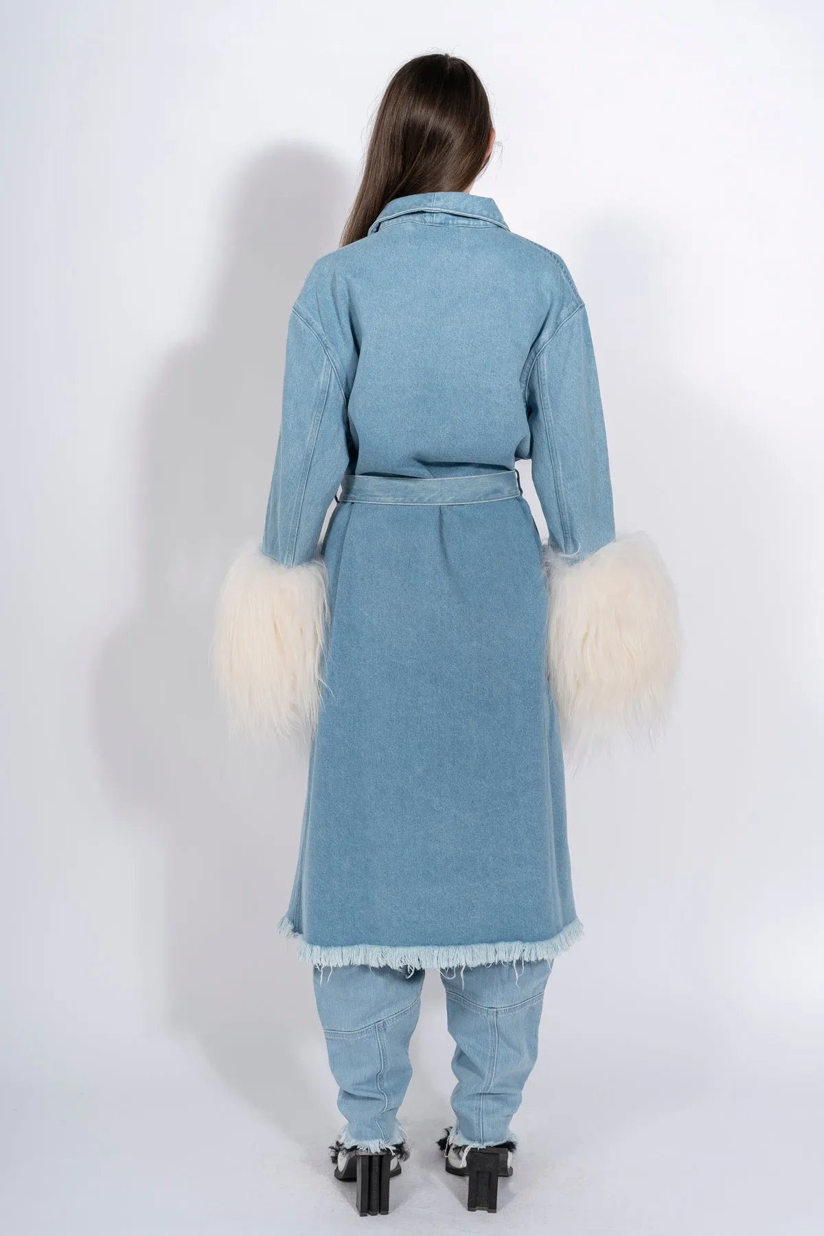 DRESSING GOWN COAT WITH SHEARLING CUFFS