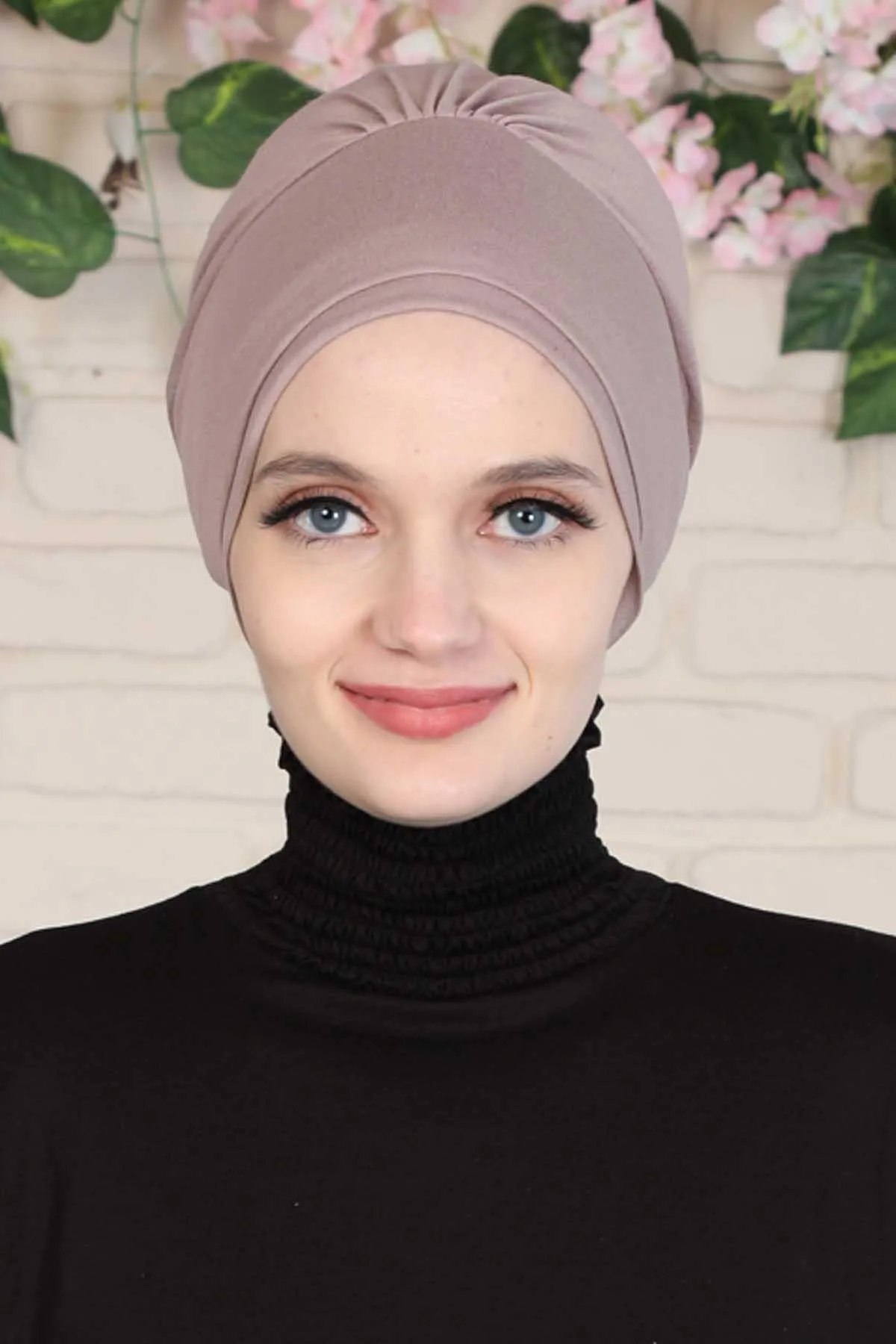 Elastic Easy Wrap Instant Turban Bonnet Cap for Women, Fashionable Single Colour Pre-Tied Turban Hijab, Cotton Elastic Chemo Headwear,B-53