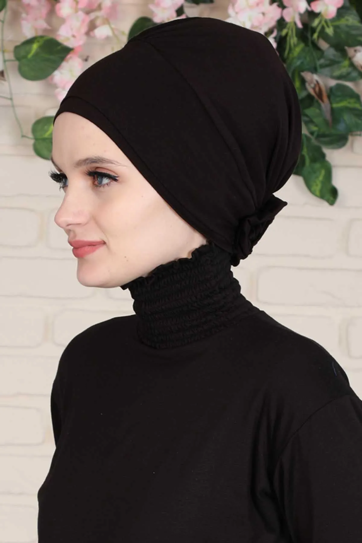 Elastic Easy Wrap Instant Turban Bonnet Cap for Women, Fashionable Single Colour Pre-Tied Turban Hijab, Cotton Elastic Chemo Headwear,B-53