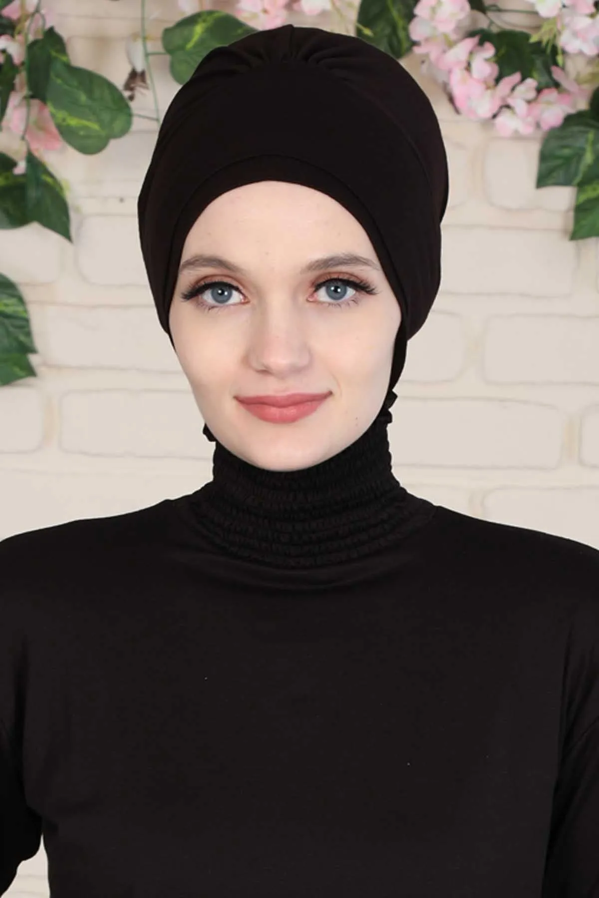 Elastic Easy Wrap Instant Turban Bonnet Cap for Women, Fashionable Single Colour Pre-Tied Turban Hijab, Cotton Elastic Chemo Headwear,B-53