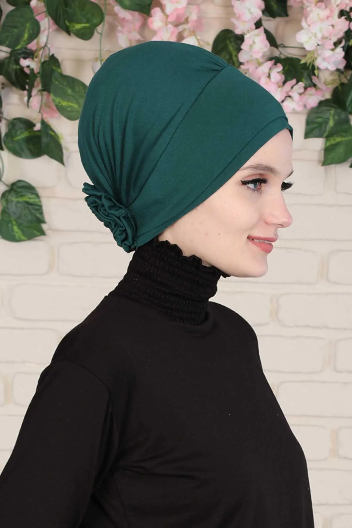 Elastic Easy Wrap Instant Turban Bonnet Cap for Women, Fashionable Single Colour Pre-Tied Turban Hijab, Cotton Elastic Chemo Headwear,B-53