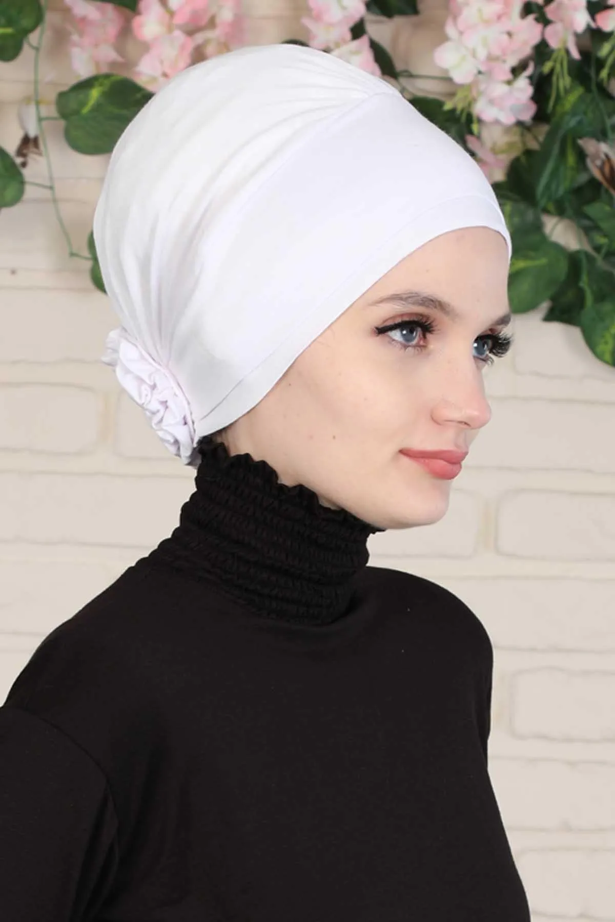 Elastic Easy Wrap Instant Turban Bonnet Cap for Women, Fashionable Single Colour Pre-Tied Turban Hijab, Cotton Elastic Chemo Headwear,B-53