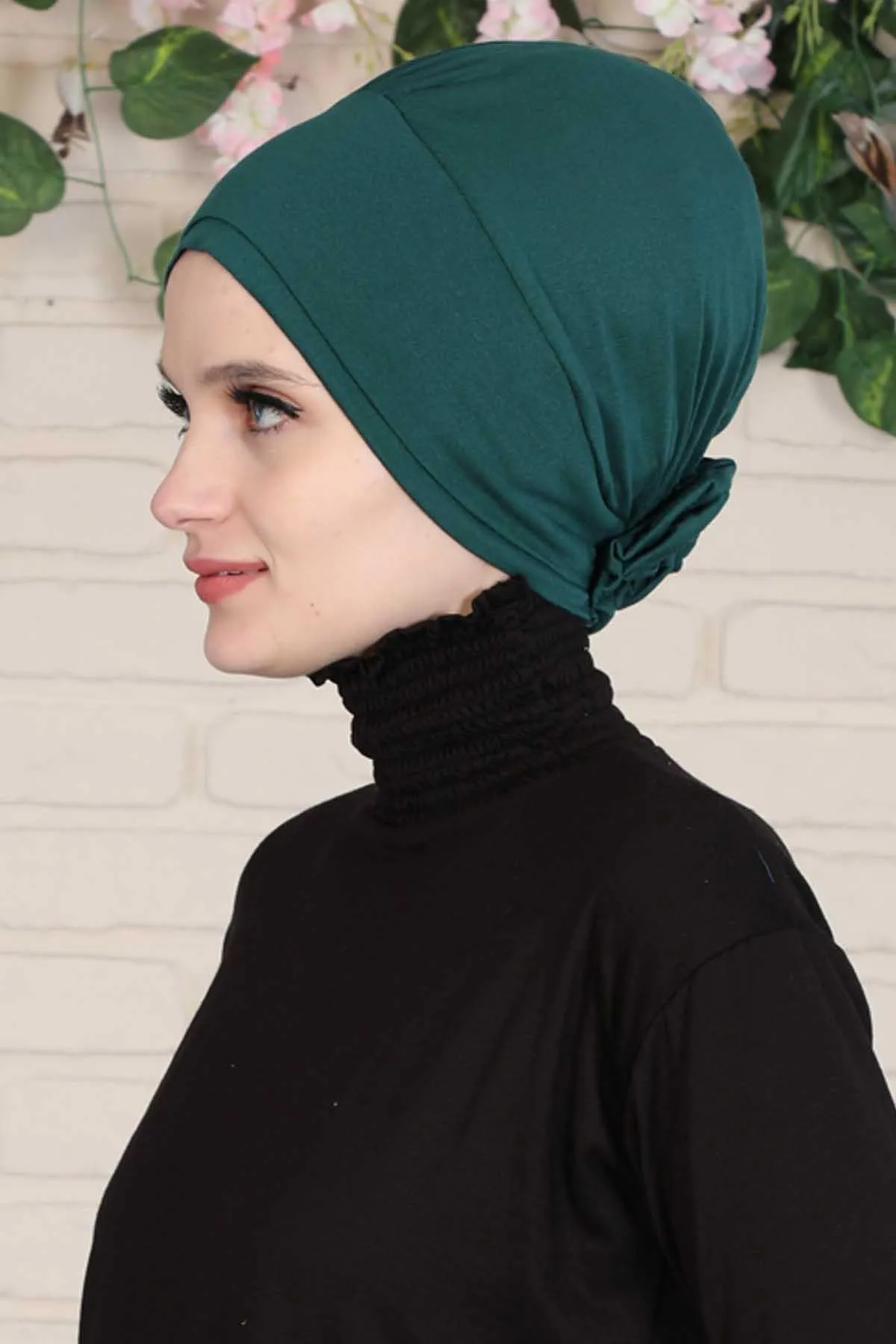 Elastic Easy Wrap Instant Turban Bonnet Cap for Women, Fashionable Single Colour Pre-Tied Turban Hijab, Cotton Elastic Chemo Headwear,B-53