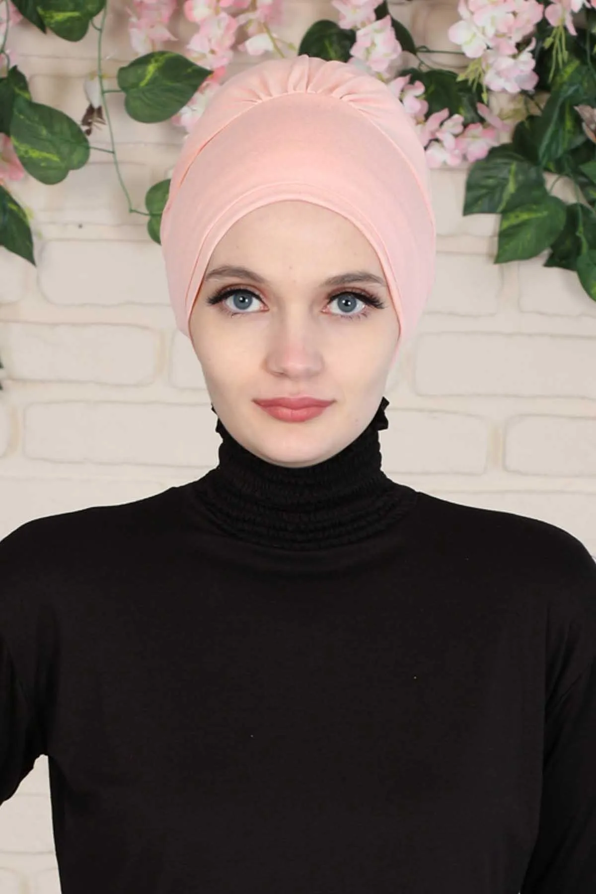 Elastic Easy Wrap Instant Turban Bonnet Cap for Women, Fashionable Single Colour Pre-Tied Turban Hijab, Cotton Elastic Chemo Headwear,B-53