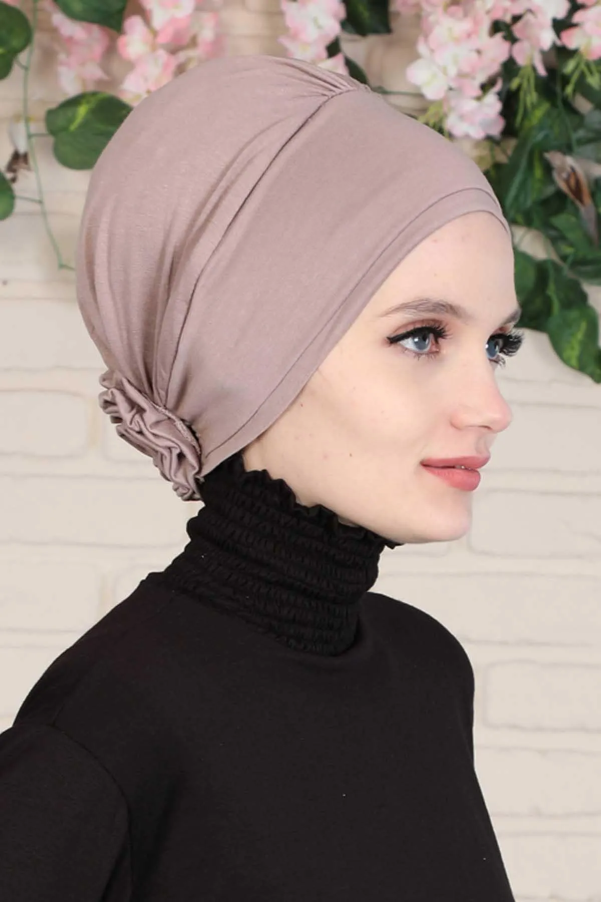 Elastic Easy Wrap Instant Turban Bonnet Cap for Women, Fashionable Single Colour Pre-Tied Turban Hijab, Cotton Elastic Chemo Headwear,B-53