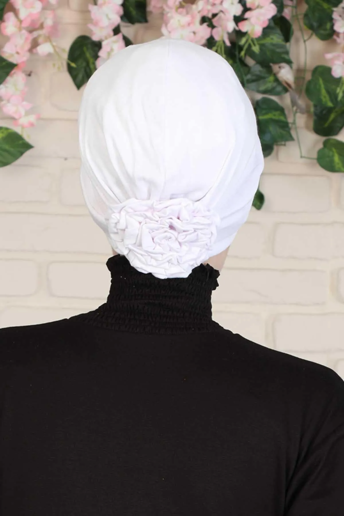 Elastic Easy Wrap Instant Turban Bonnet Cap for Women, Fashionable Single Colour Pre-Tied Turban Hijab, Cotton Elastic Chemo Headwear,B-53