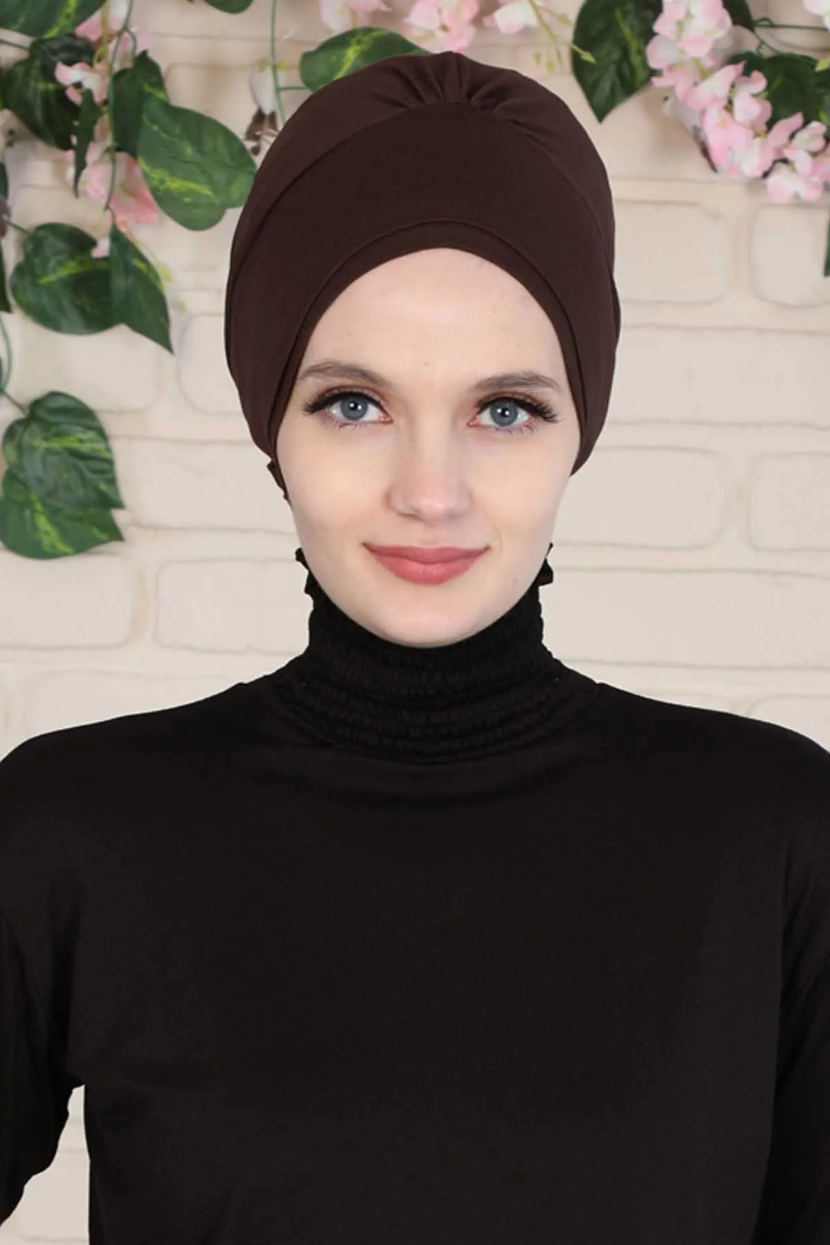 Elastic Easy Wrap Instant Turban Bonnet Cap for Women, Fashionable Single Colour Pre-Tied Turban Hijab, Cotton Elastic Chemo Headwear,B-53