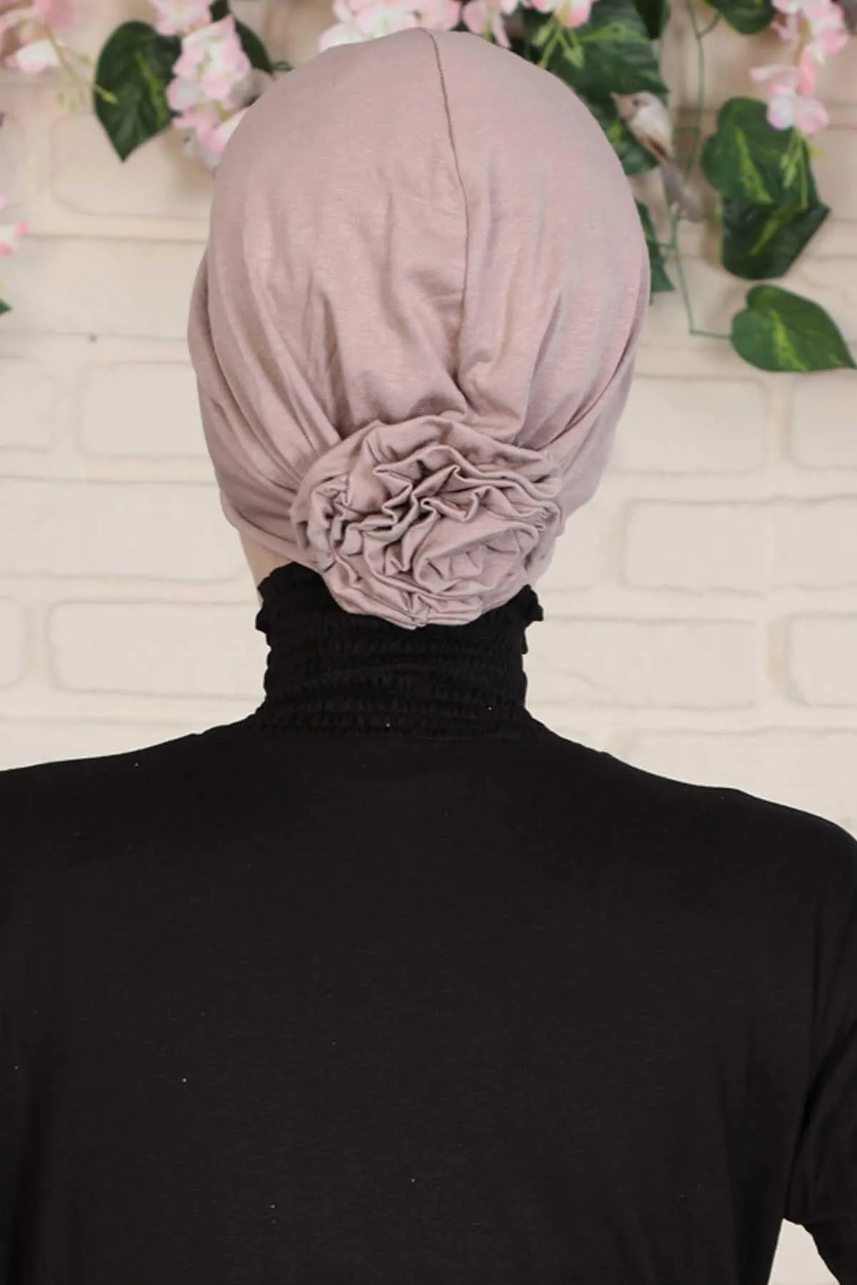 Elastic Easy Wrap Instant Turban Bonnet Cap for Women, Fashionable Single Colour Pre-Tied Turban Hijab, Cotton Elastic Chemo Headwear,B-53