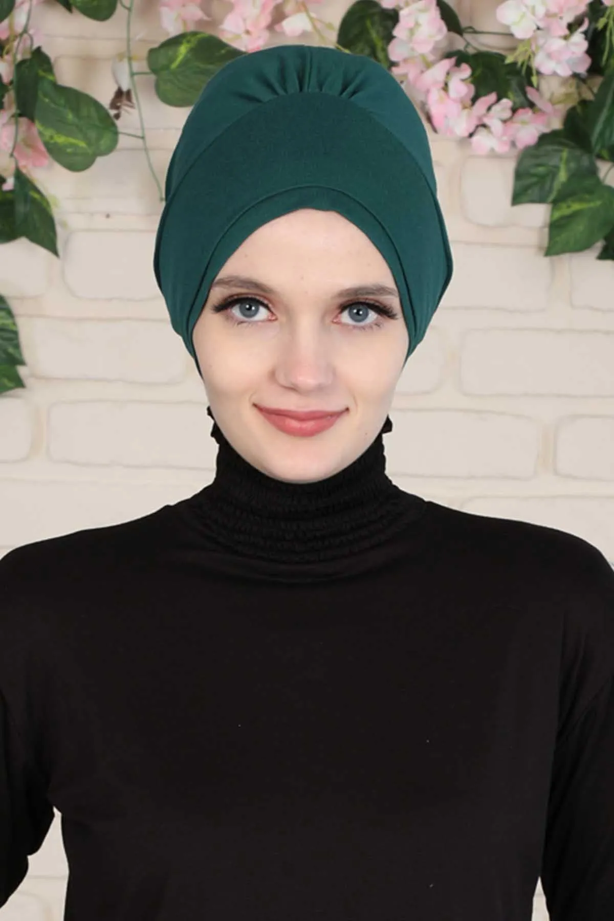 Elastic Easy Wrap Instant Turban Bonnet Cap for Women, Fashionable Single Colour Pre-Tied Turban Hijab, Cotton Elastic Chemo Headwear,B-53