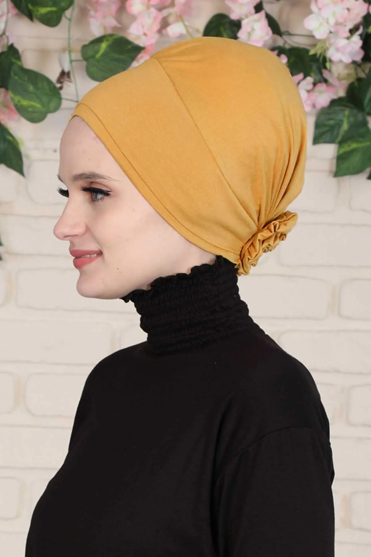 Elastic Easy Wrap Instant Turban Bonnet Cap for Women, Fashionable Single Colour Pre-Tied Turban Hijab, Cotton Elastic Chemo Headwear,B-53