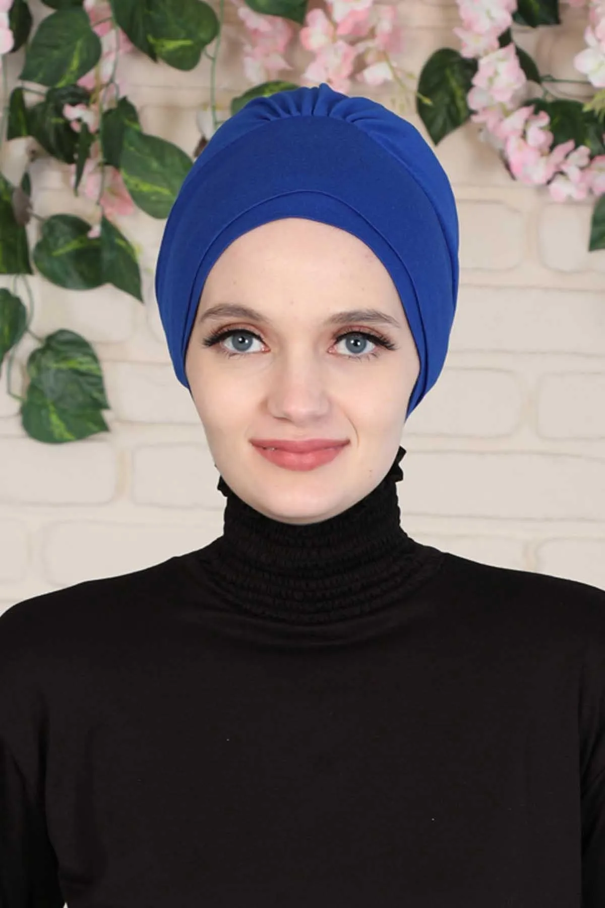 Elastic Easy Wrap Instant Turban Bonnet Cap for Women, Fashionable Single Colour Pre-Tied Turban Hijab, Cotton Elastic Chemo Headwear,B-53