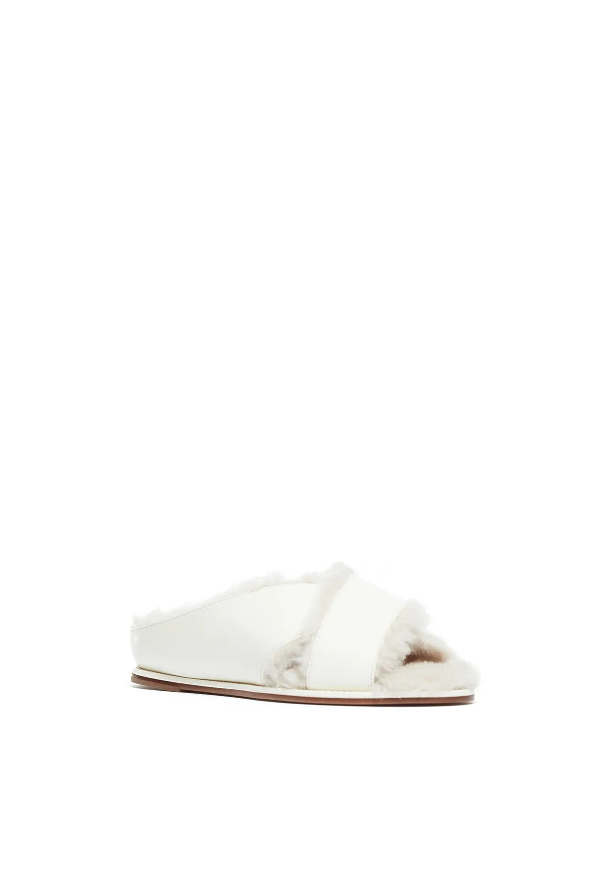 Ellington Flat Slide in Cream Wool Fur