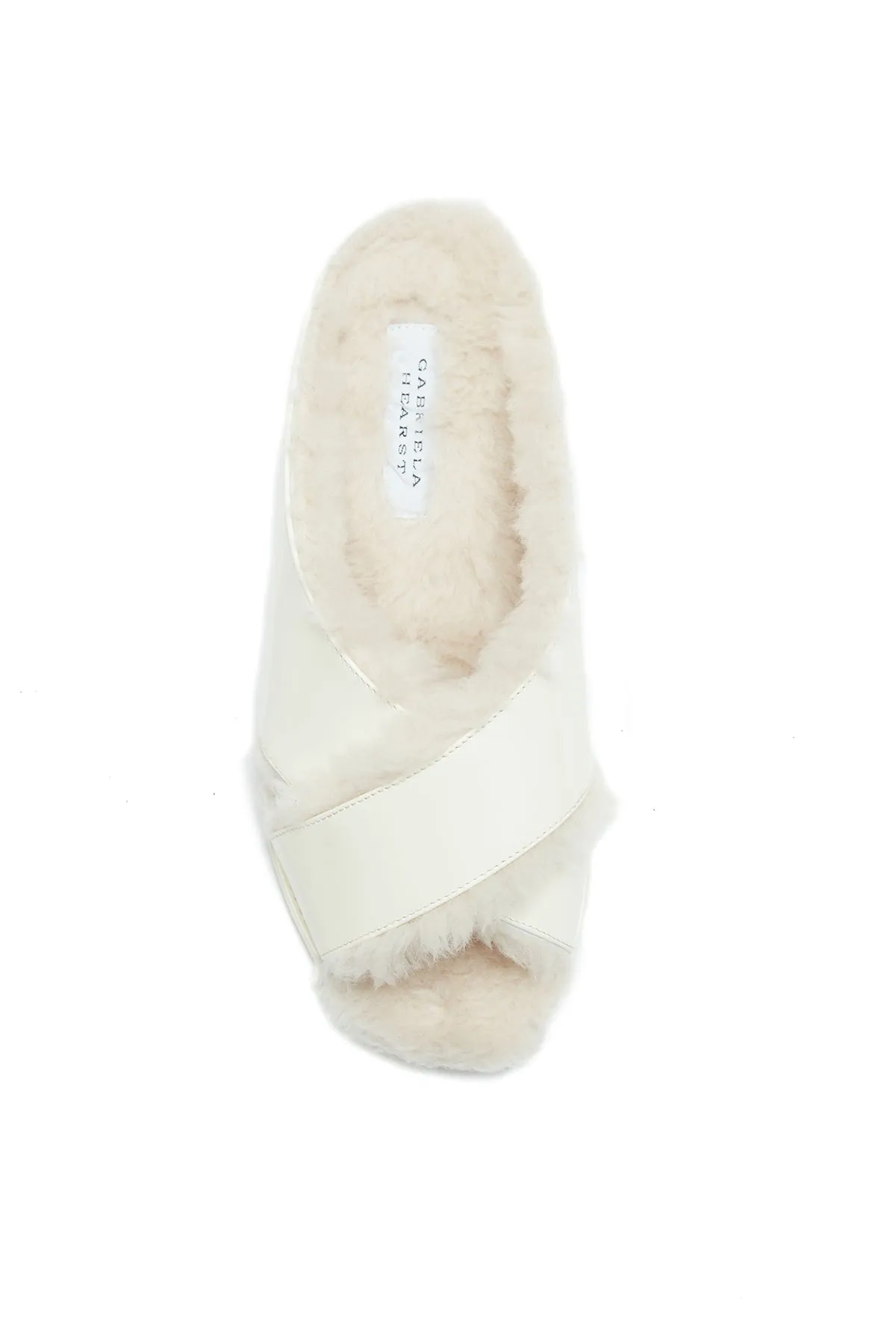 Ellington Flat Slide in Cream Wool Fur