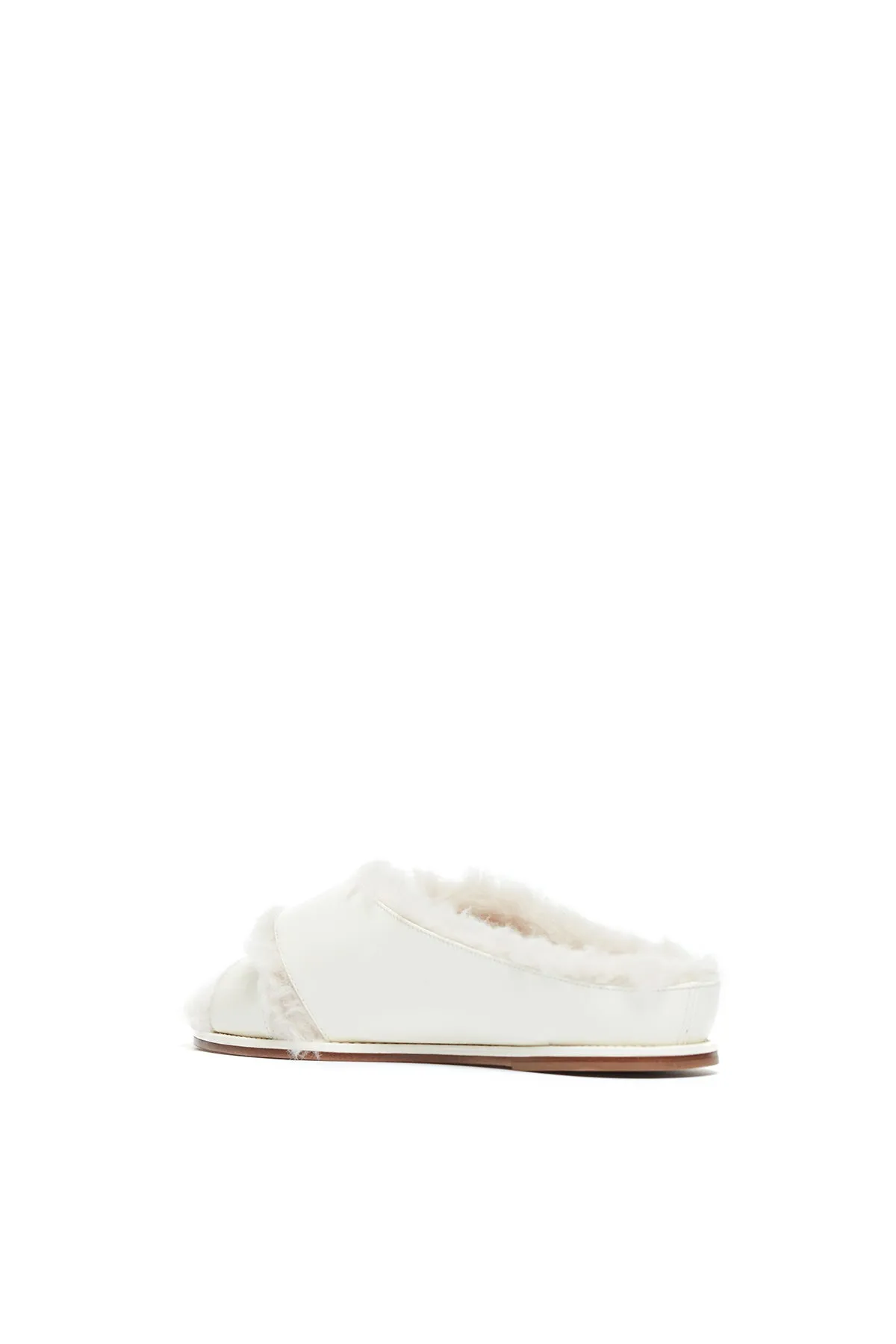 Ellington Flat Slide in Cream Wool Fur