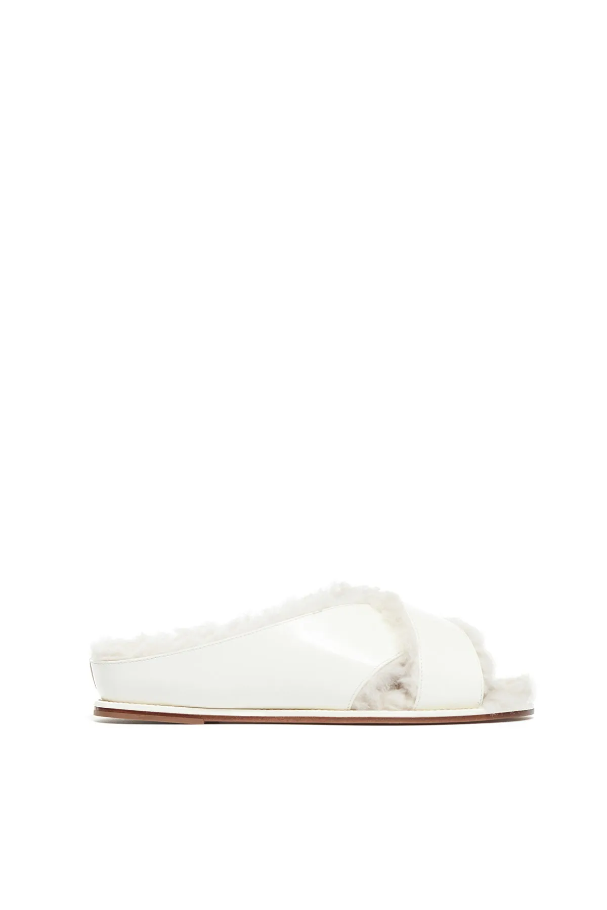 Ellington Flat Slide in Cream Wool Fur