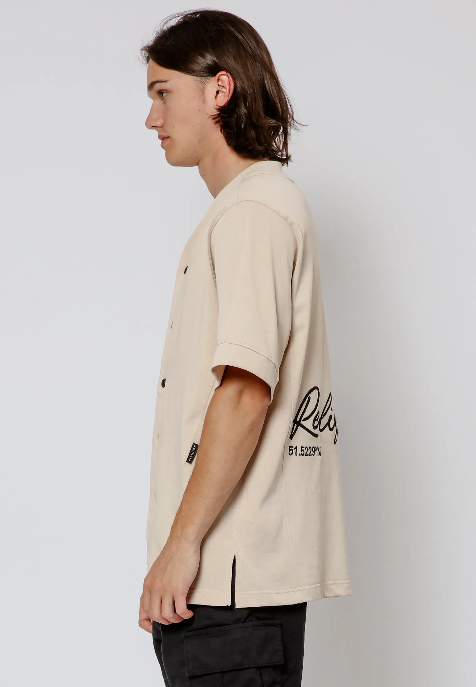 EMBROIDERED BASEBALL SHIRT STONE