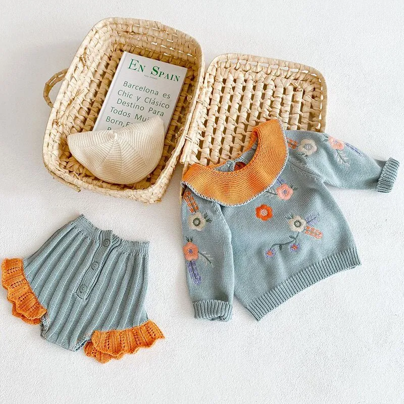 Embroidered Knit Sweater and Bloomers Ensemble