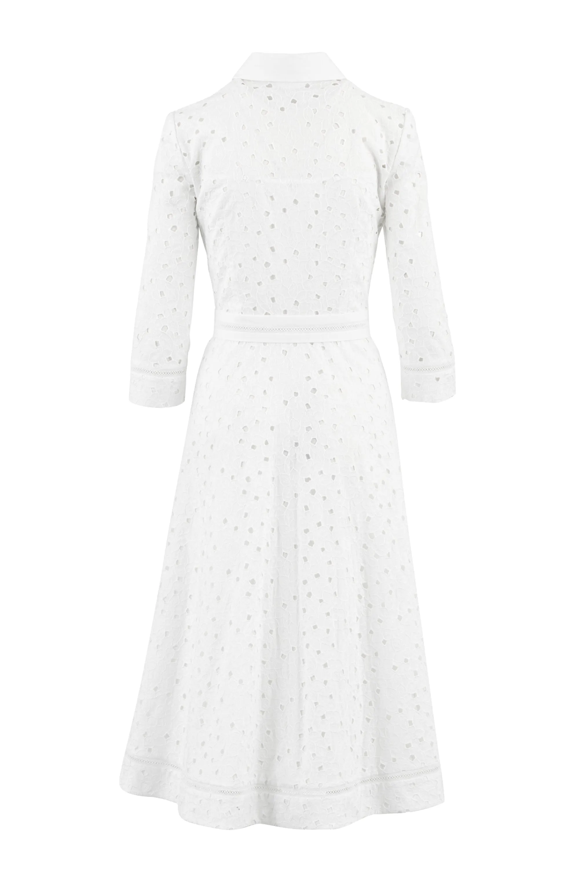 EULOPHIA WHITE FLORAL BRODERIE ANGLAISE COTTON-POPLIN MIDI SHIRT DRESS