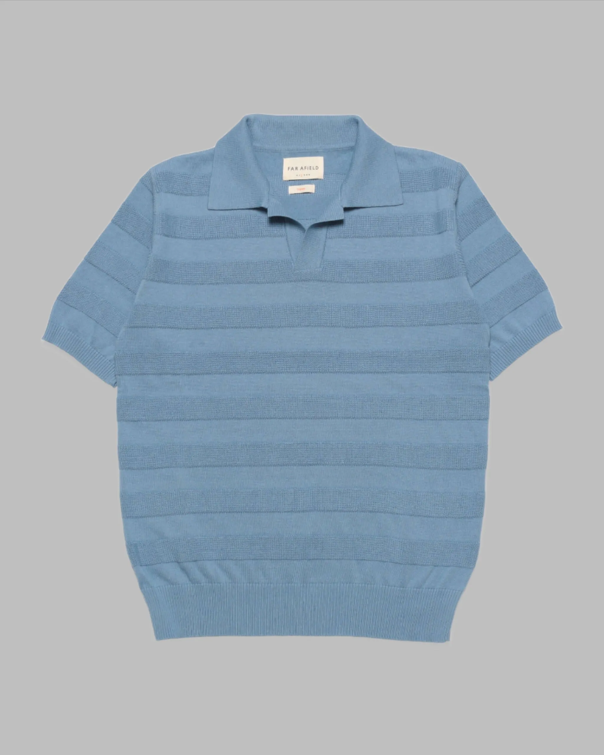 Far Afield MARSAN Short Sleeve Polo Allure Blue Raised Stripe