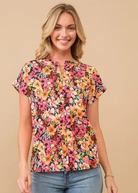 FINAL SALE - See The Good Black Floral Top