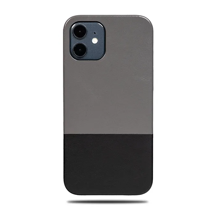 Fossil Gray & Crow Black iPhone 12 Leather Case