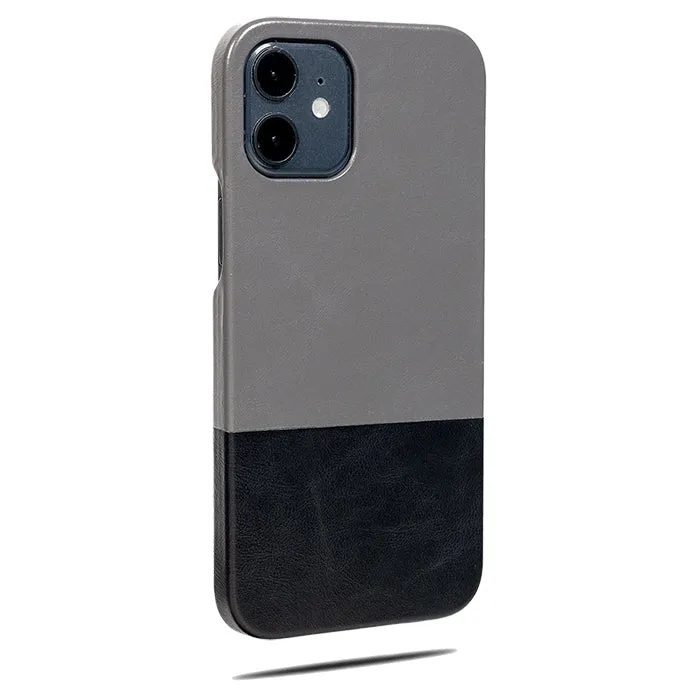 Fossil Gray & Crow Black iPhone 12 Leather Case