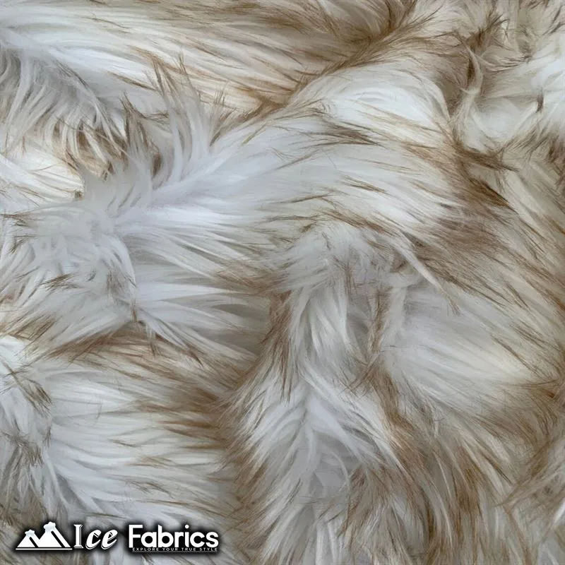 Fox Canadian Brown and White Faux Fur Fabric / Fur Material