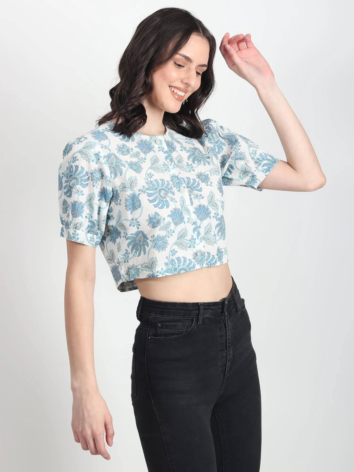 Frea blue floral printed Top