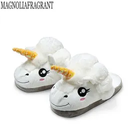 Free Shipping Plush Shoes 1Pair Plush Unicorn Slippers for Grown Ups Winter Warm Indoor Slippers Home slippers  a230