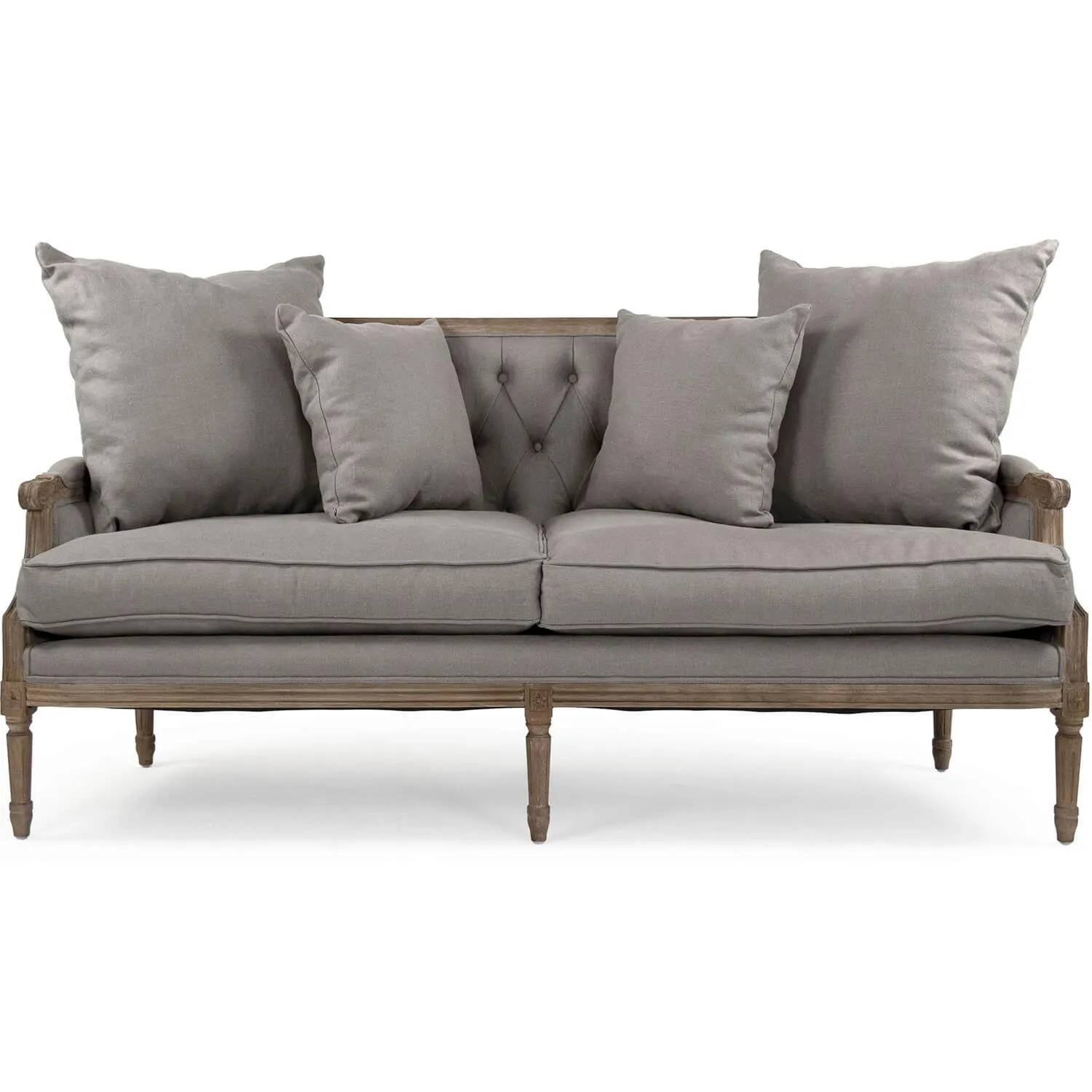 Gray Linen Louis Tufted Sofa