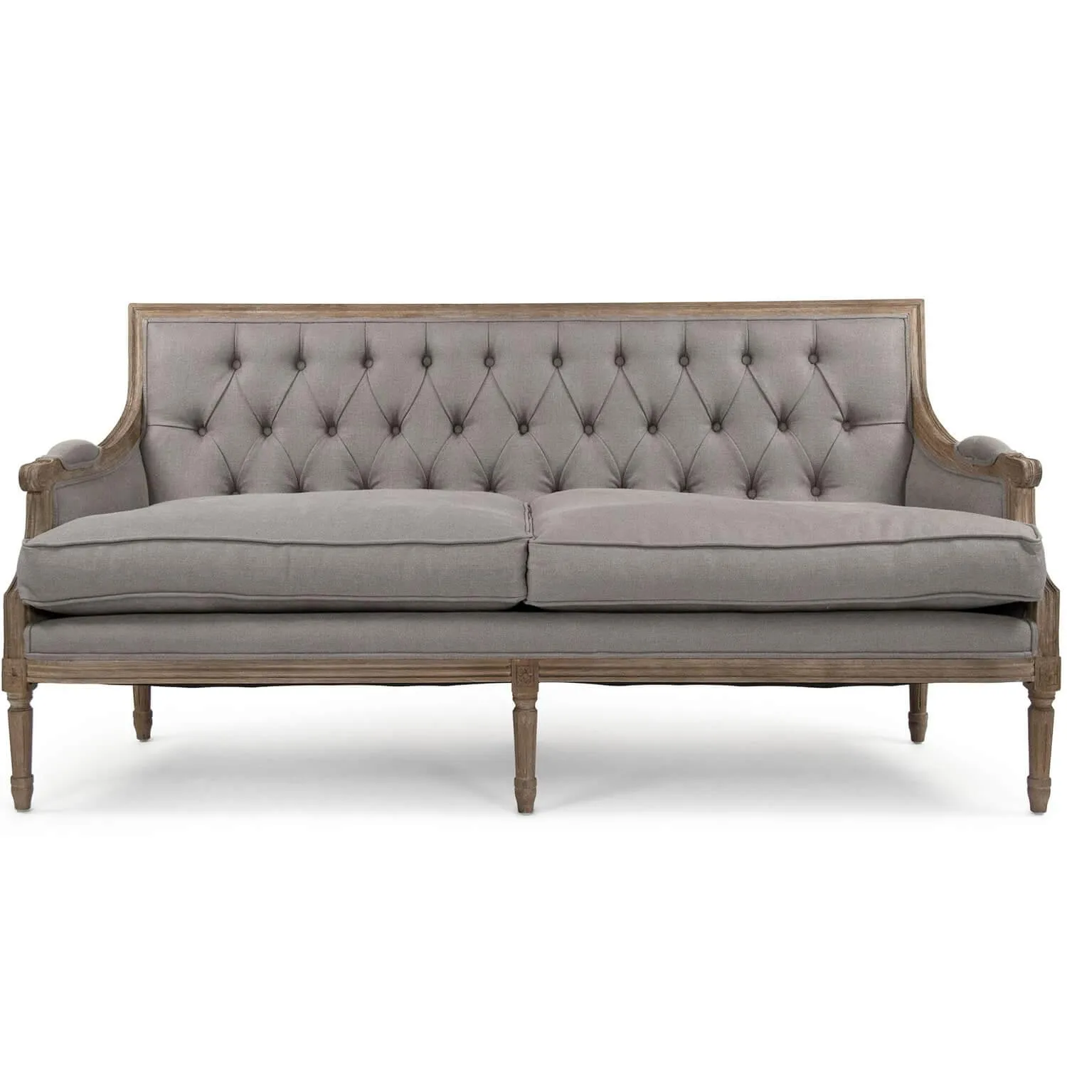 Gray Linen Louis Tufted Sofa