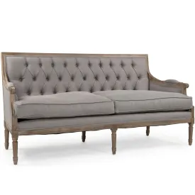 Gray Linen Louis Tufted Sofa