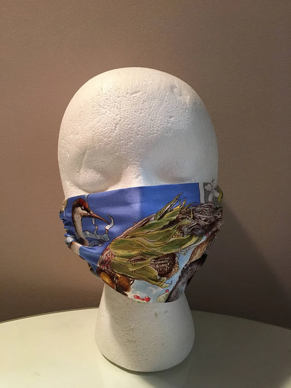 Handmade Hermes Faune et Flore Silk Scarf Masque