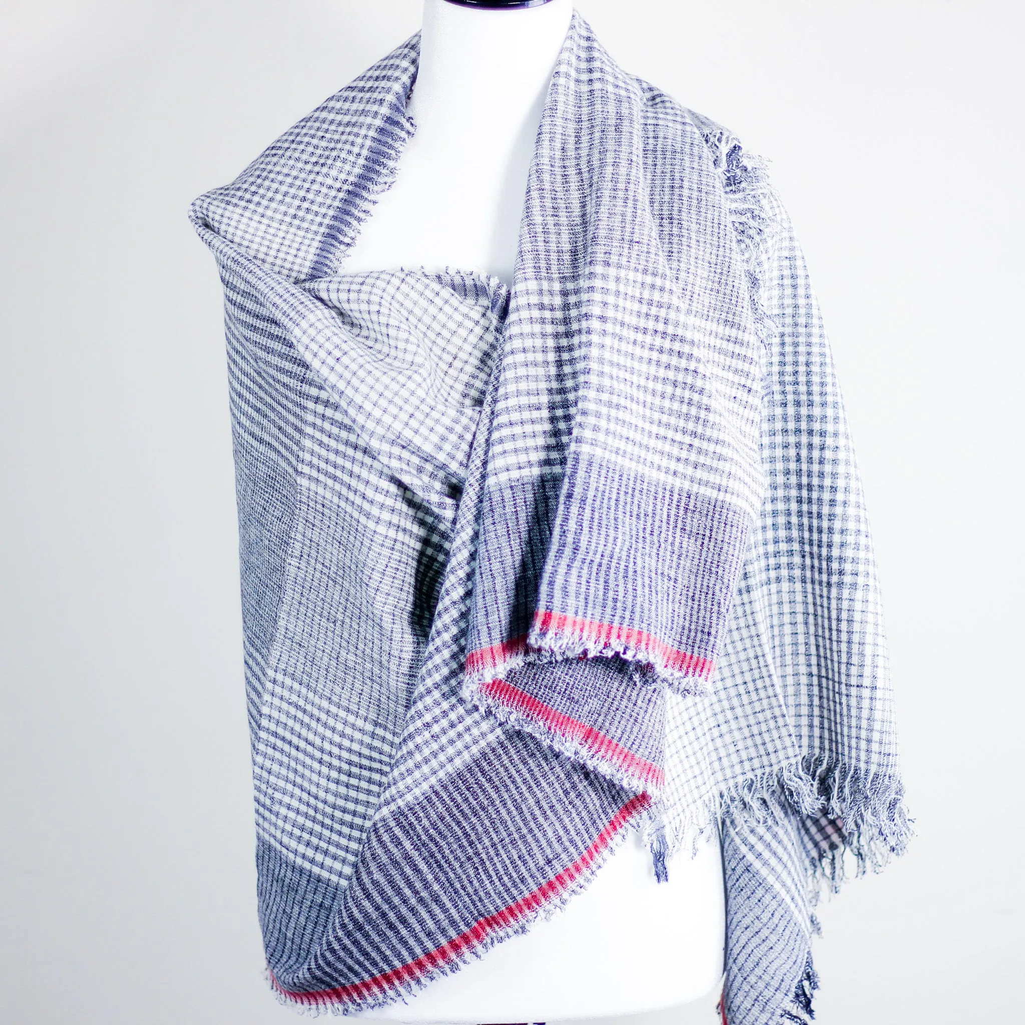 Handspun & Handwoven Organic Cotton Scarf Wrap - Frayed Edges | Gray, 25x77"