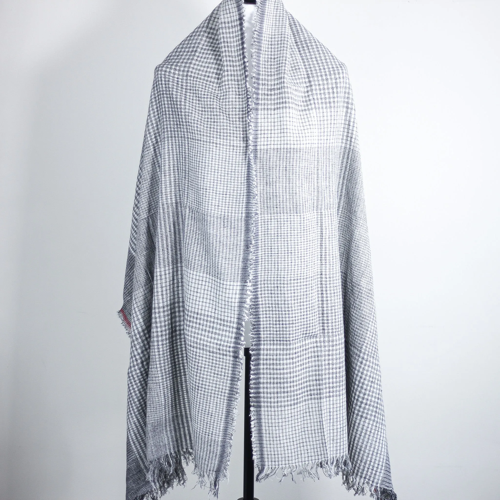 Handspun & Handwoven Organic Cotton Scarf Wrap - Frayed Edges | Gray, 25x77"