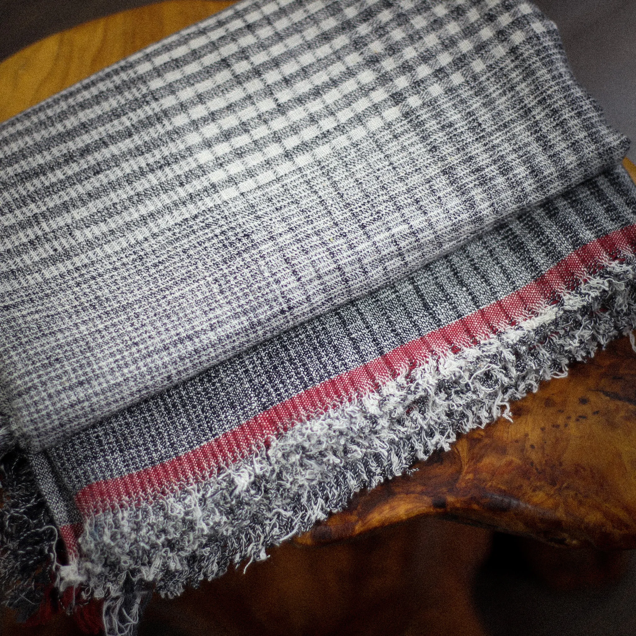 Handspun & Handwoven Organic Cotton Scarf Wrap - Frayed Edges | Gray, 25x77"