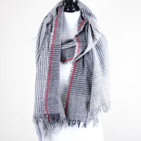 Handspun & Handwoven Organic Cotton Scarf Wrap - Frayed Edges | Gray, 25x77"