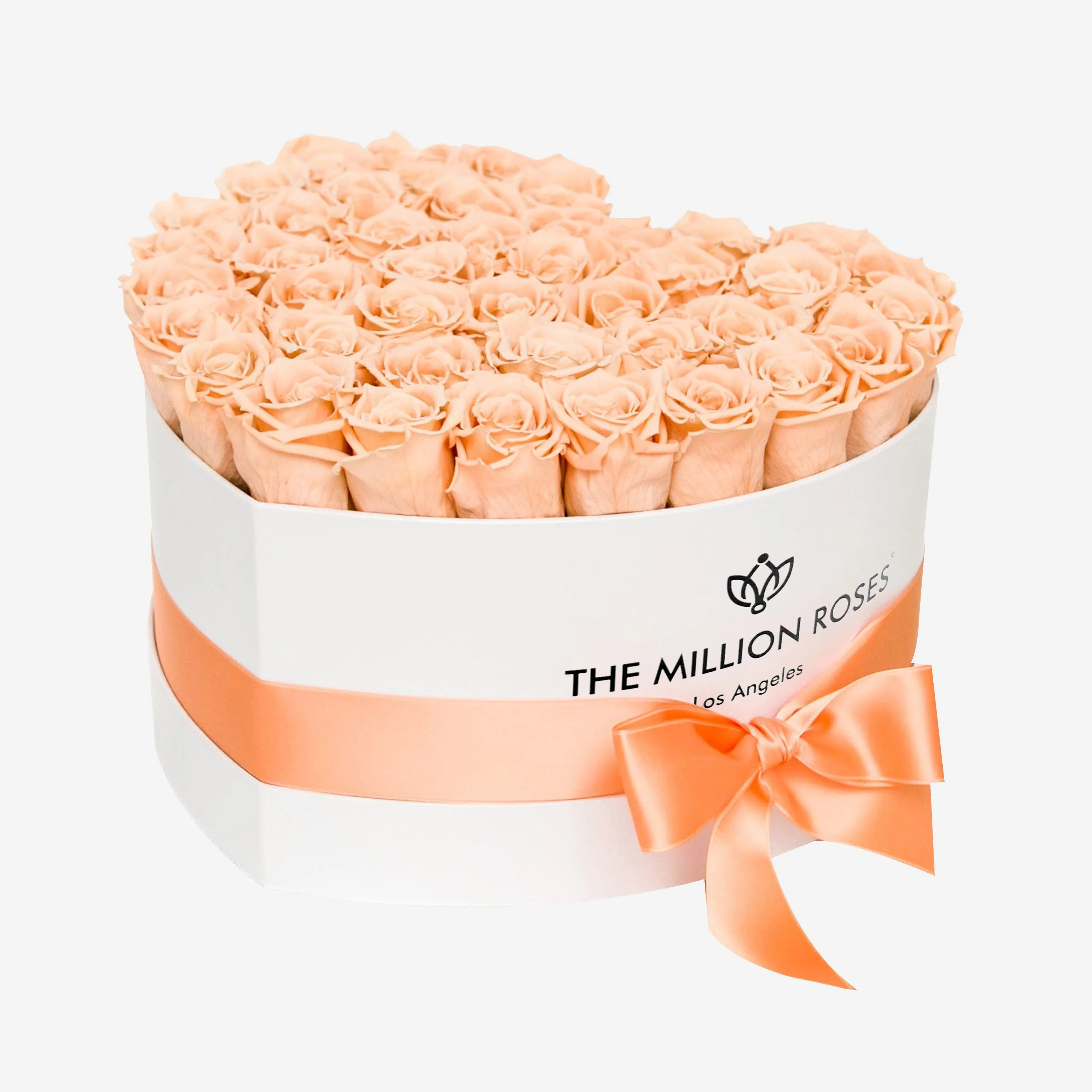 Heart White Box | Peach Roses