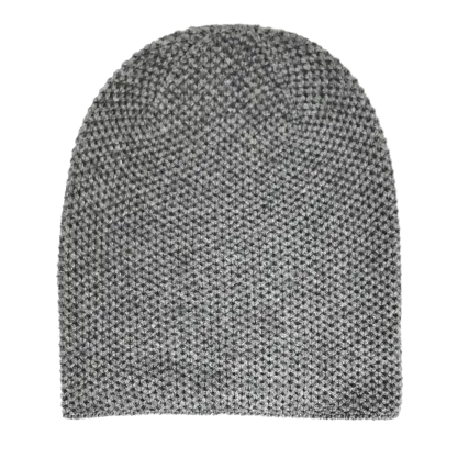 Heavy Seed stitch knitted Cashmere Beanie Soldeu Grey