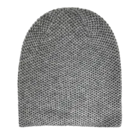 Heavy Seed stitch knitted Cashmere Beanie Soldeu Grey