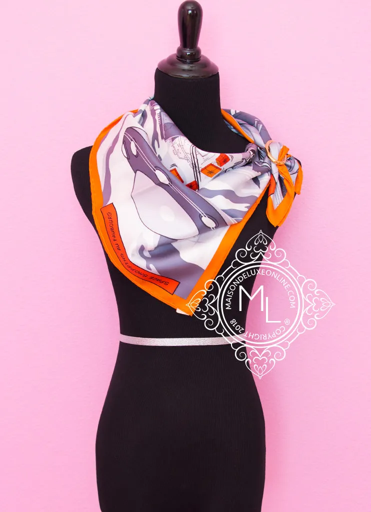 Hermes Black White Twill Silk 90 cm Space Shopping au Faubourg Scarf