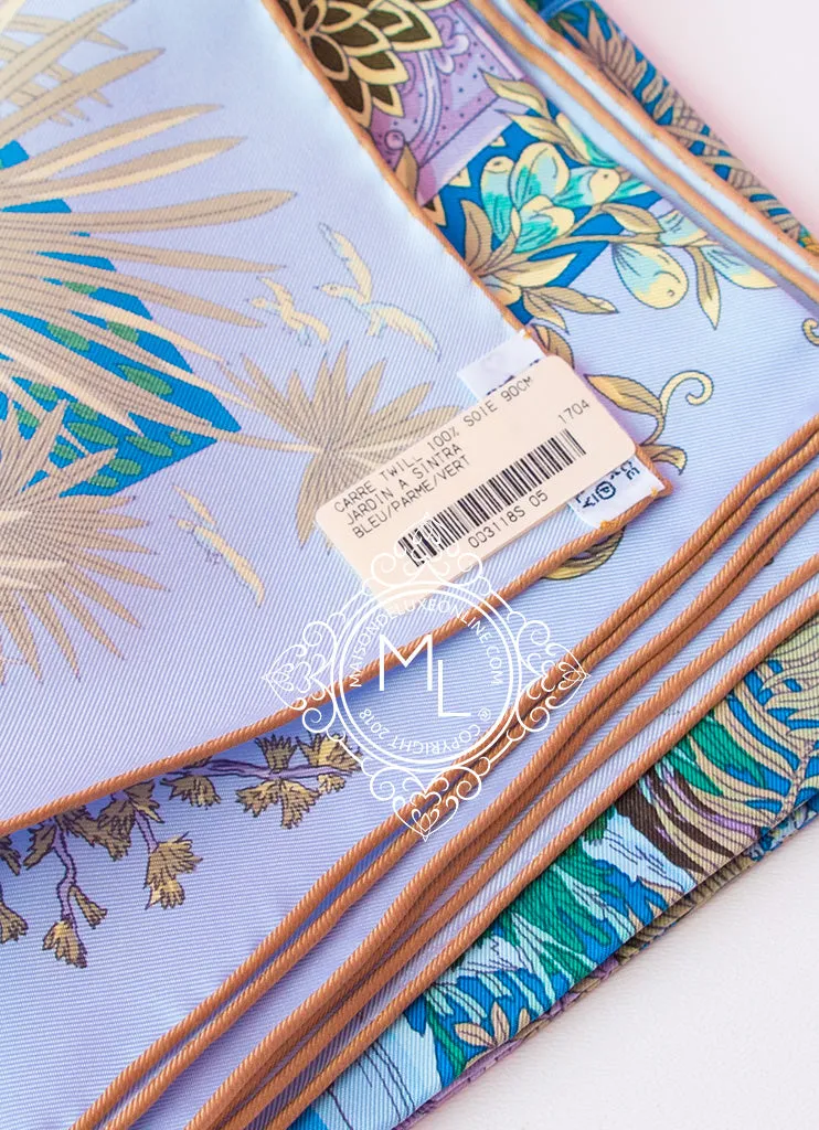 Hermes Blue Twill Silk 90 cm Jardin à a Sintra Scarf