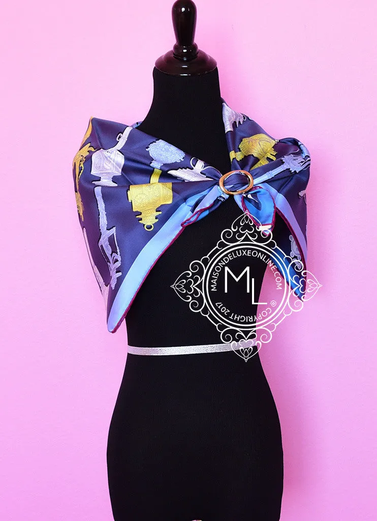 Hermes Blue Twill Silk 90 cm Merveilleuses Lanternes Scarf