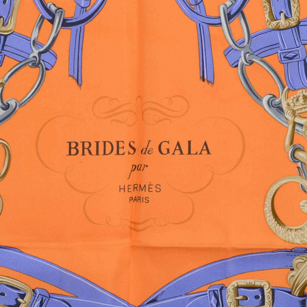 Hermes Lavender & Orange Silk Brides de Gala Scarf