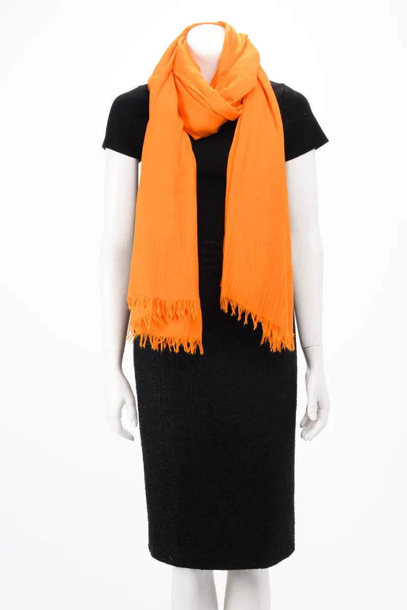 Hermes Orange Cashmere Herringbone H Shawl