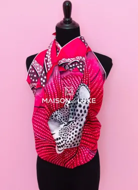 Hermes "Baobab Cat" Fuchsia Twill Silk 90 cm Scarf