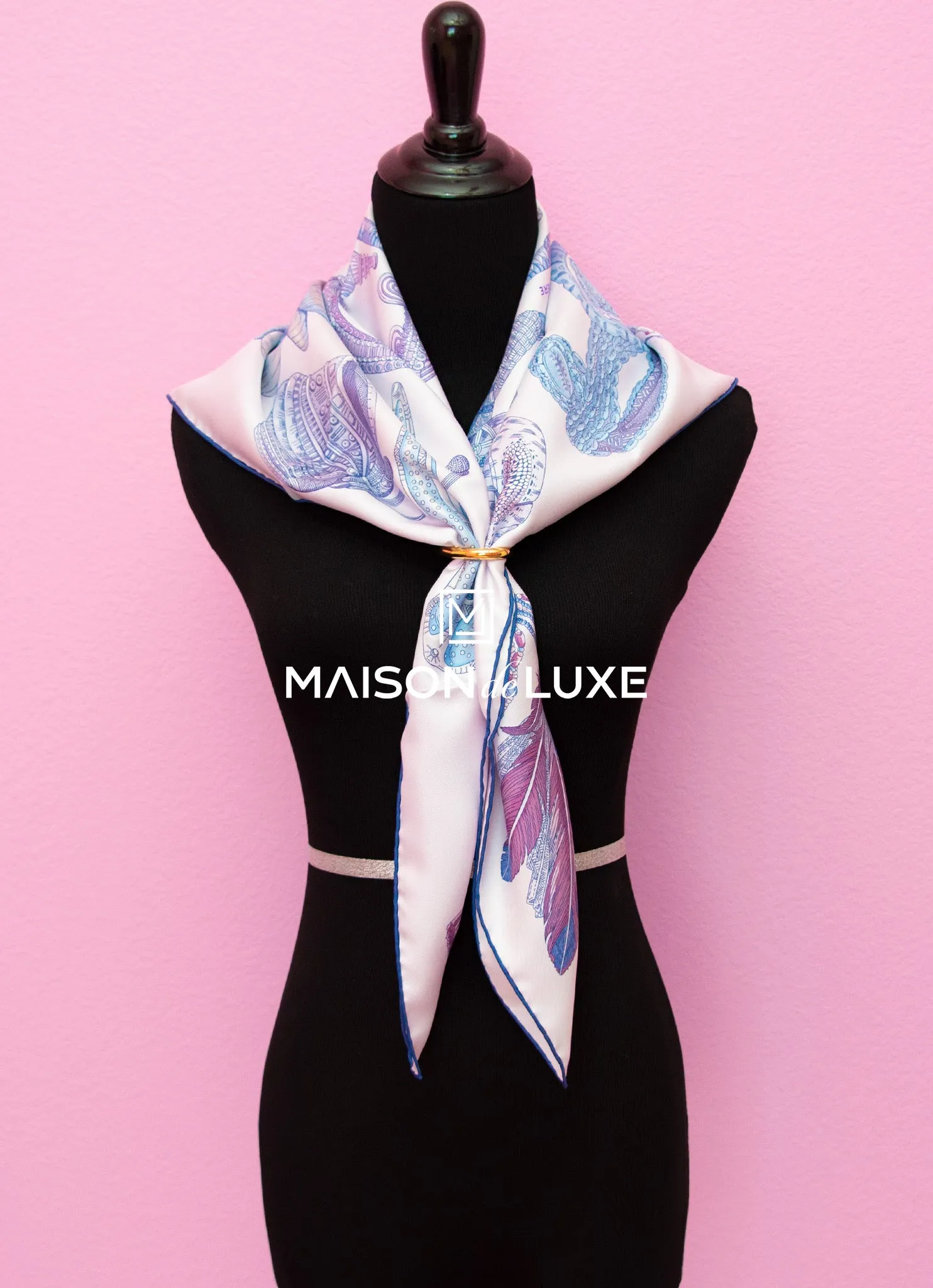 Hermes "Bracelets de Lumiere" Purple Twill Silk 90 cm Scarf